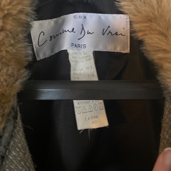 Comme du Vrai Paris Made in France Vintage Faux Fur Long Jacket - Picture 2 of 4